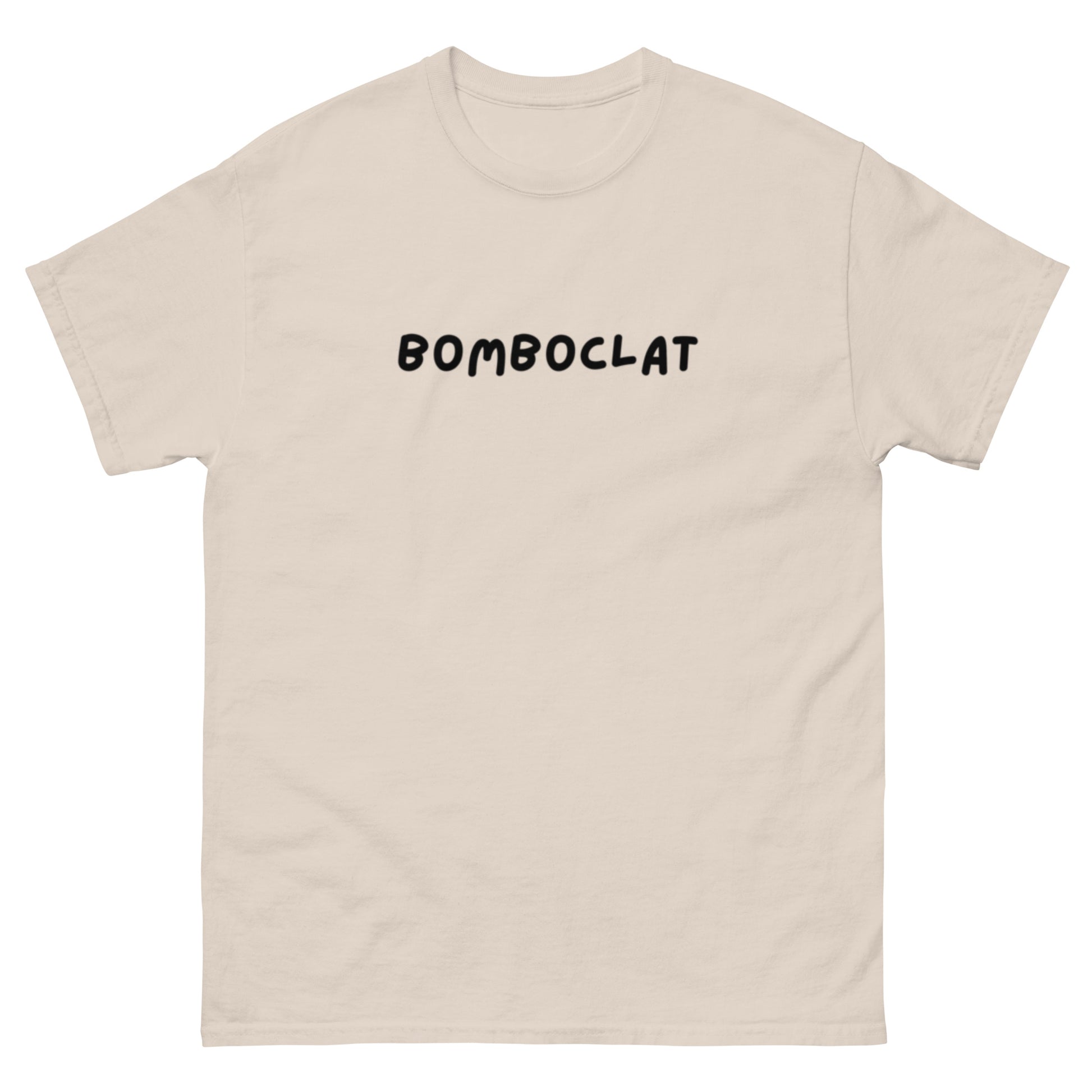 Beige bomboclat t-shirt van Silkz met zwart logo op de borst en korte mouwen