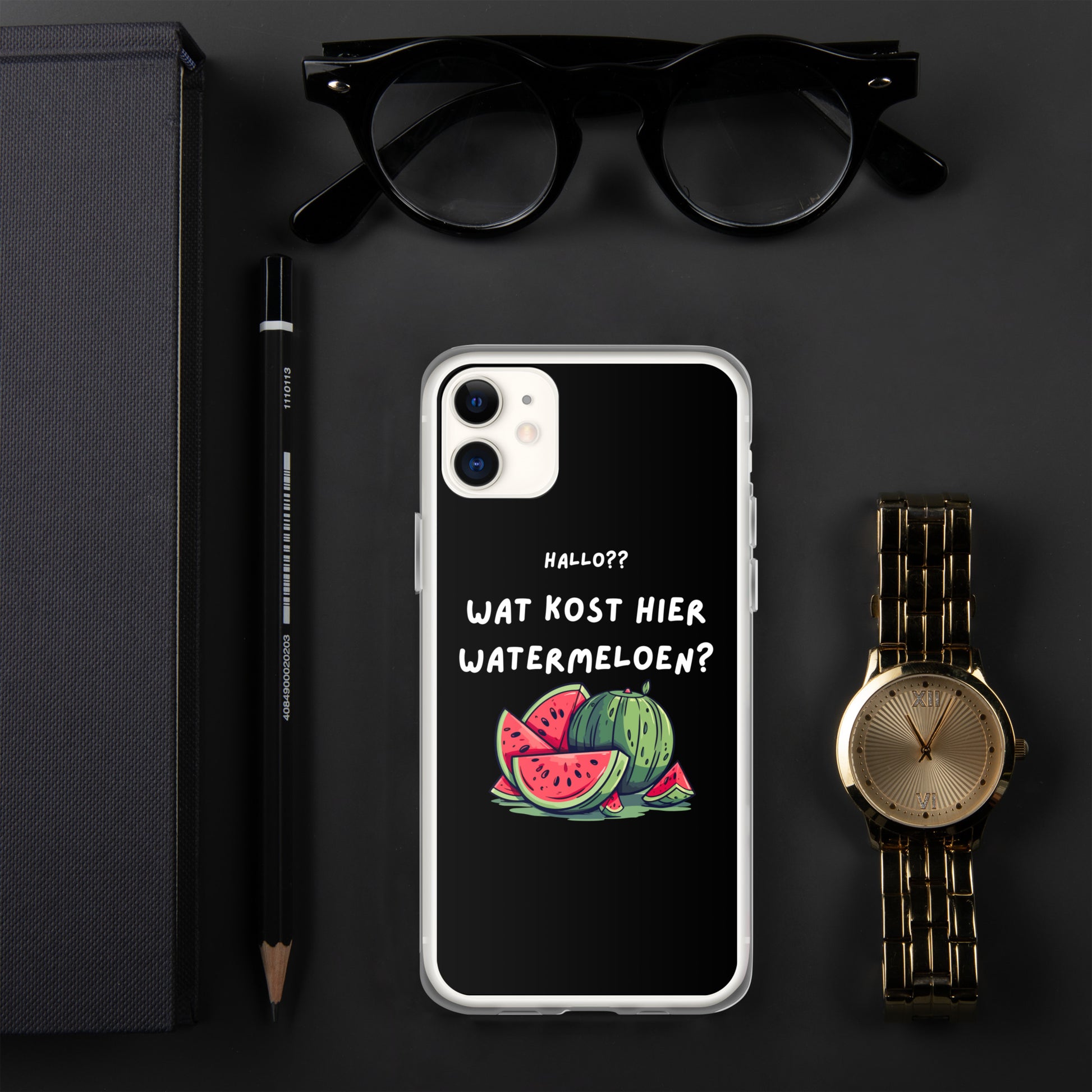Wat kost hier watermeloen Iphone hoesje Zwart