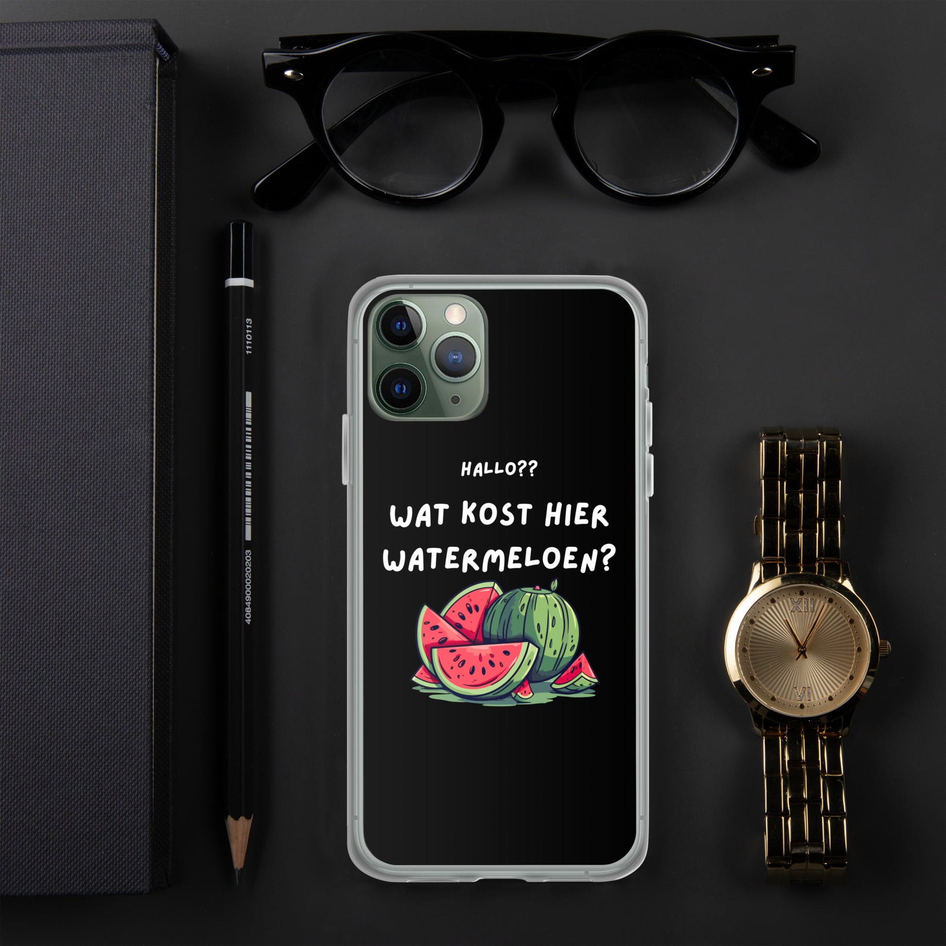 Wat kost hier watermeloen Iphone hoesje Zwart