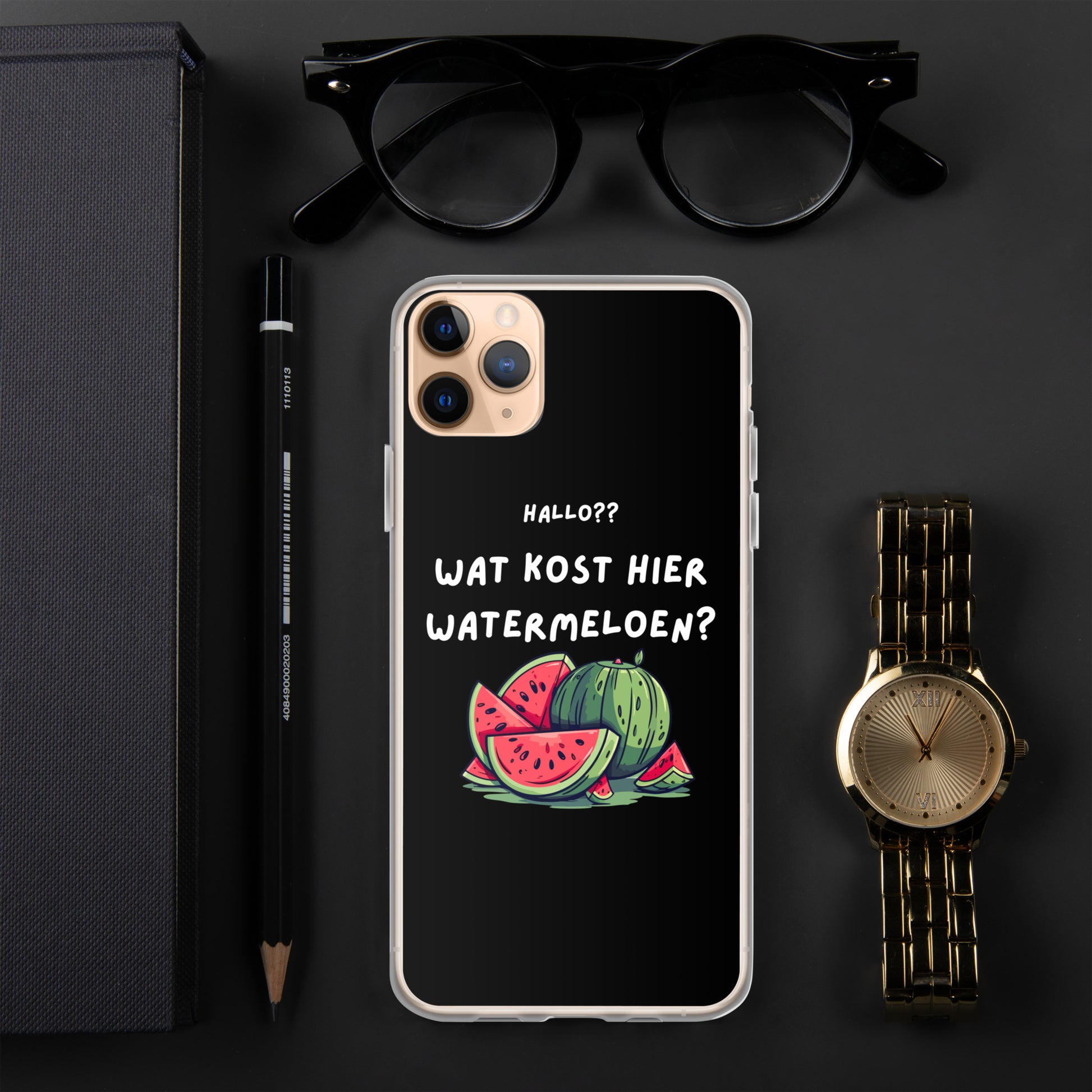 Wat kost hier watermeloen Iphone hoesje Zwart