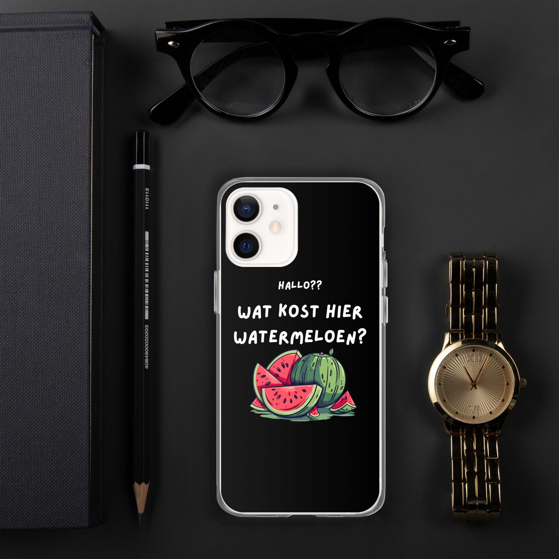 Wat kost hier watermeloen Iphone hoesje Zwart