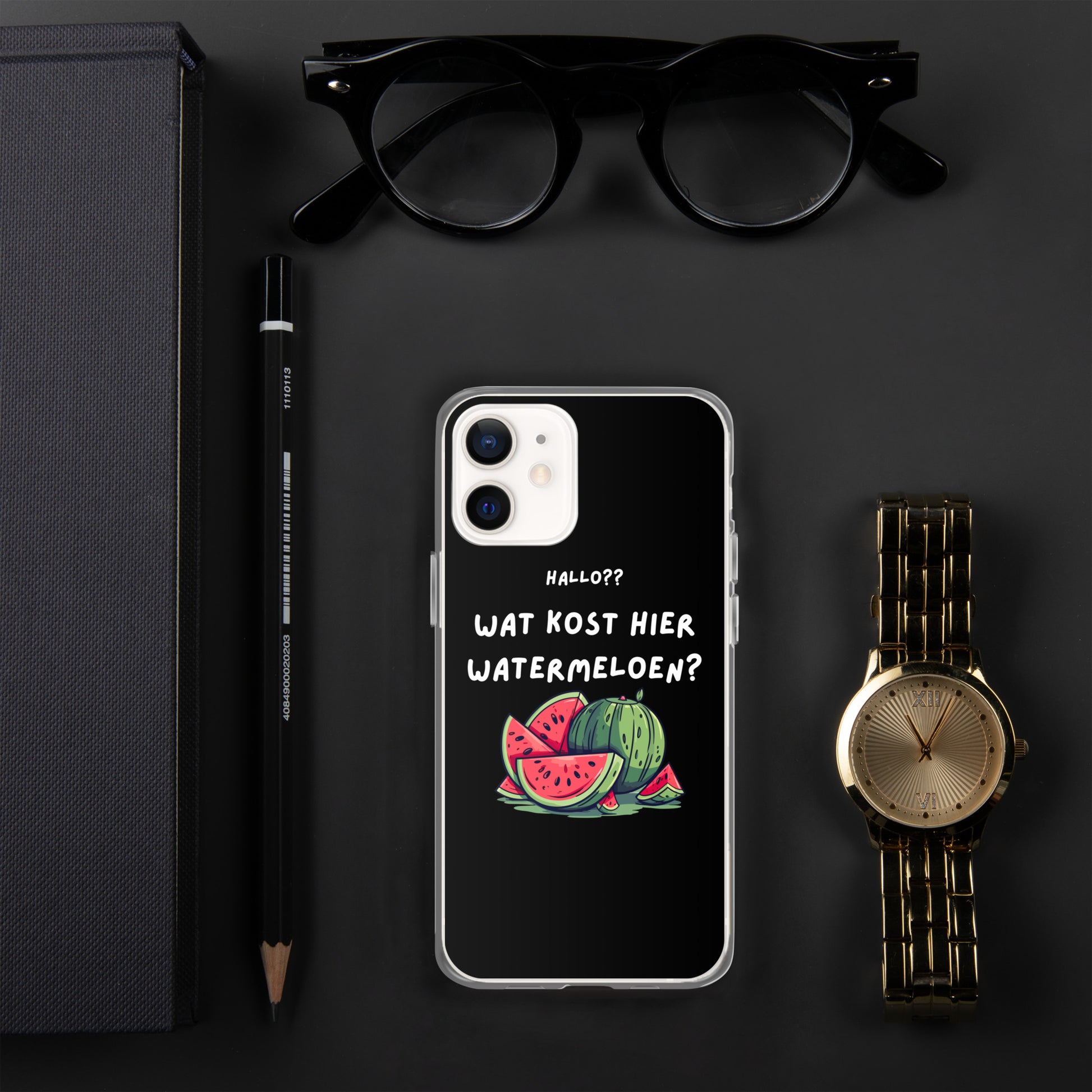 Wat kost hier watermeloen Iphone hoesje Zwart