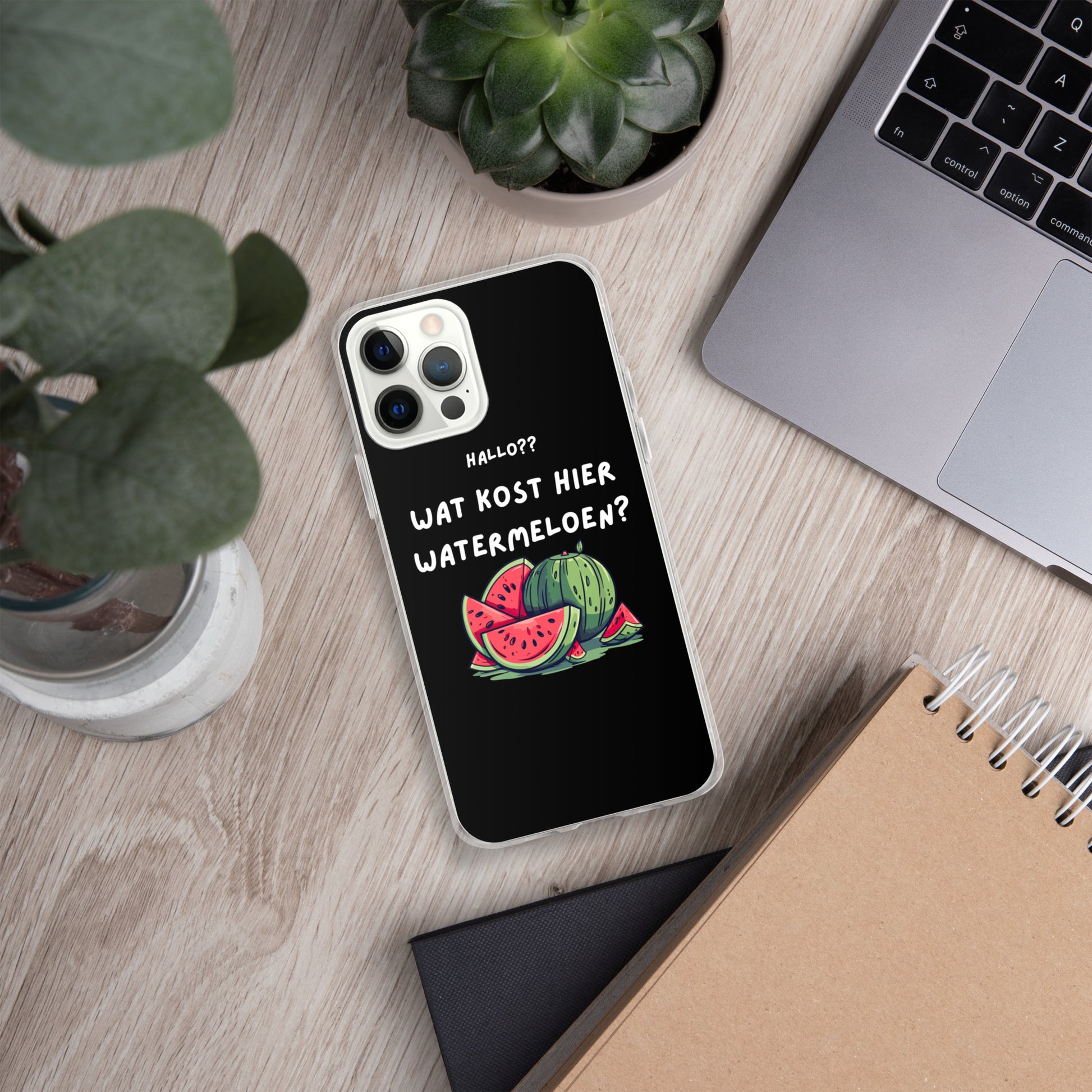 Wat kost hier watermeloen Iphone hoesje Zwart