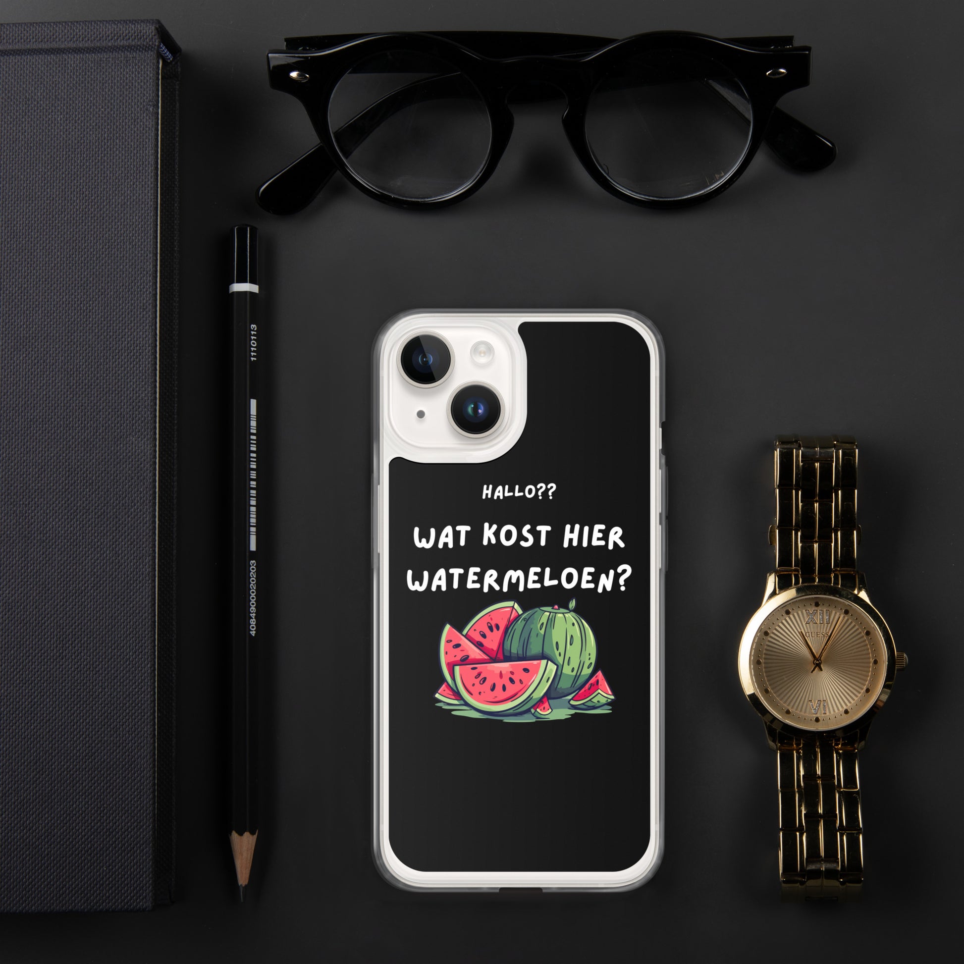 Wat kost hier watermeloen Iphone hoesje Zwart