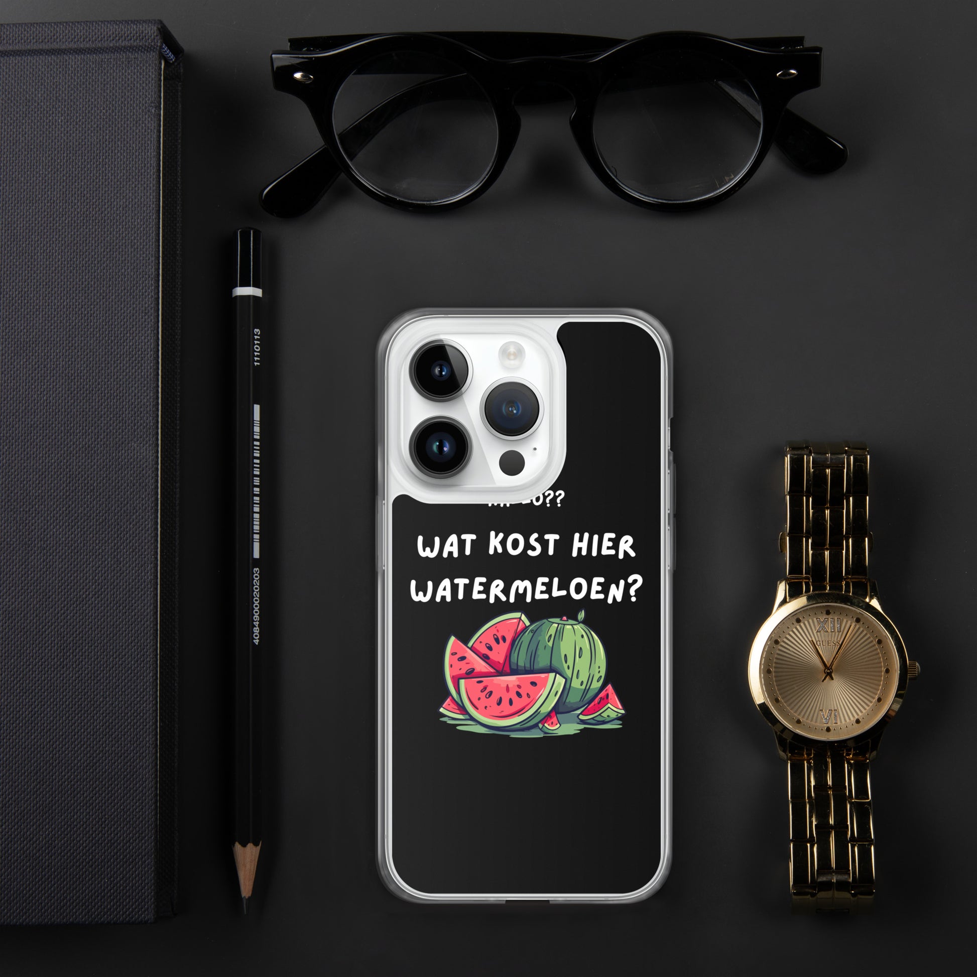 Wat kost hier watermeloen Iphone hoesje Zwart