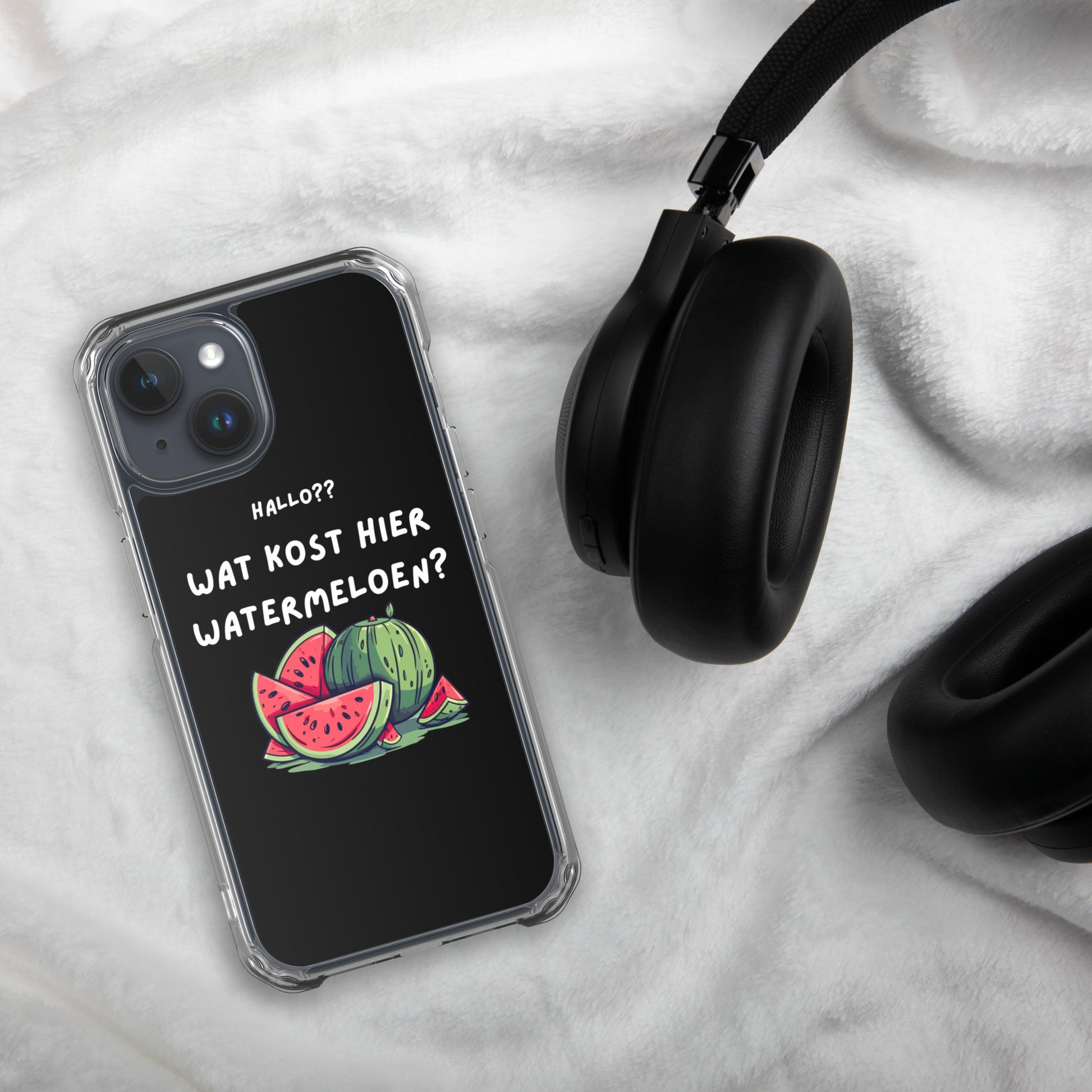 Wat kost hier watermeloen Iphone hoesje Zwart