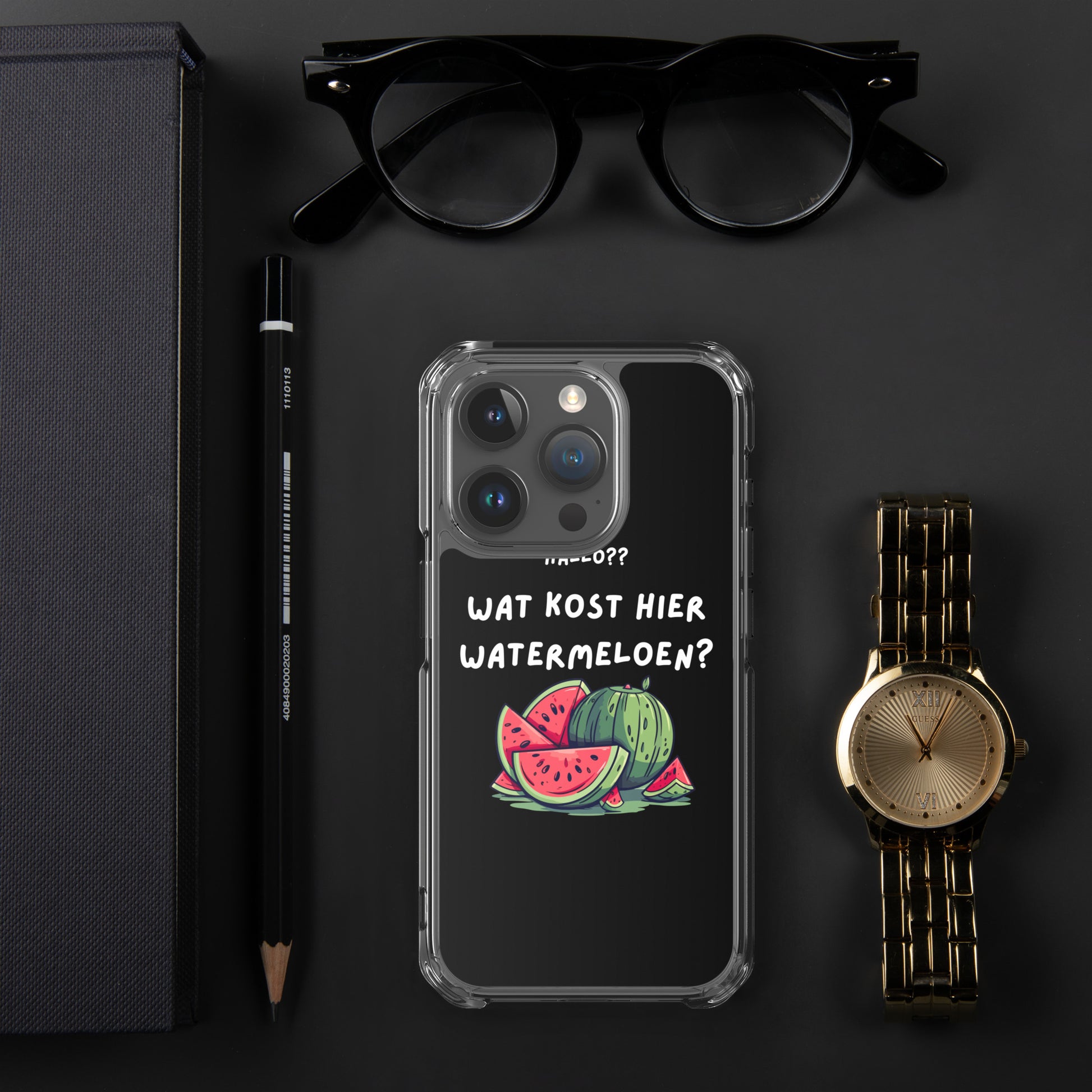 Wat kost hier watermeloen Iphone hoesje Zwart