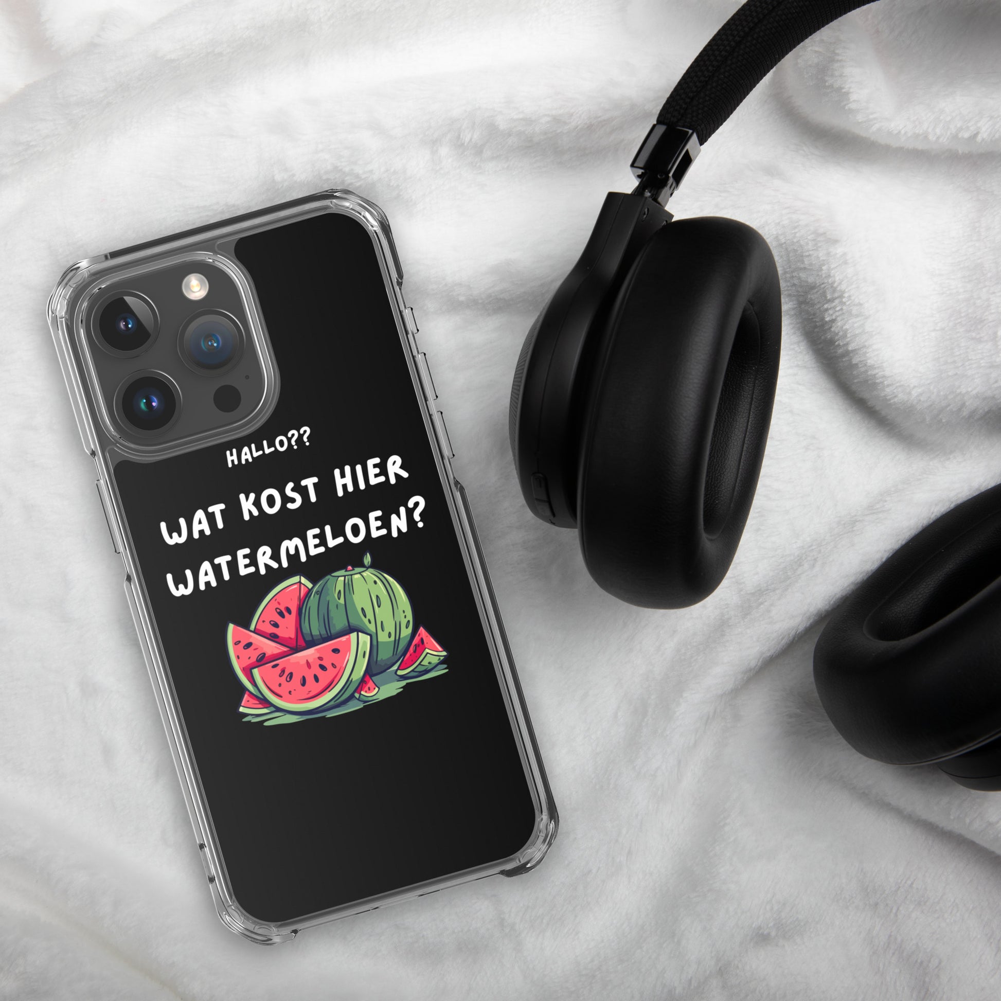 Wat kost hier watermeloen Iphone hoesje Zwart