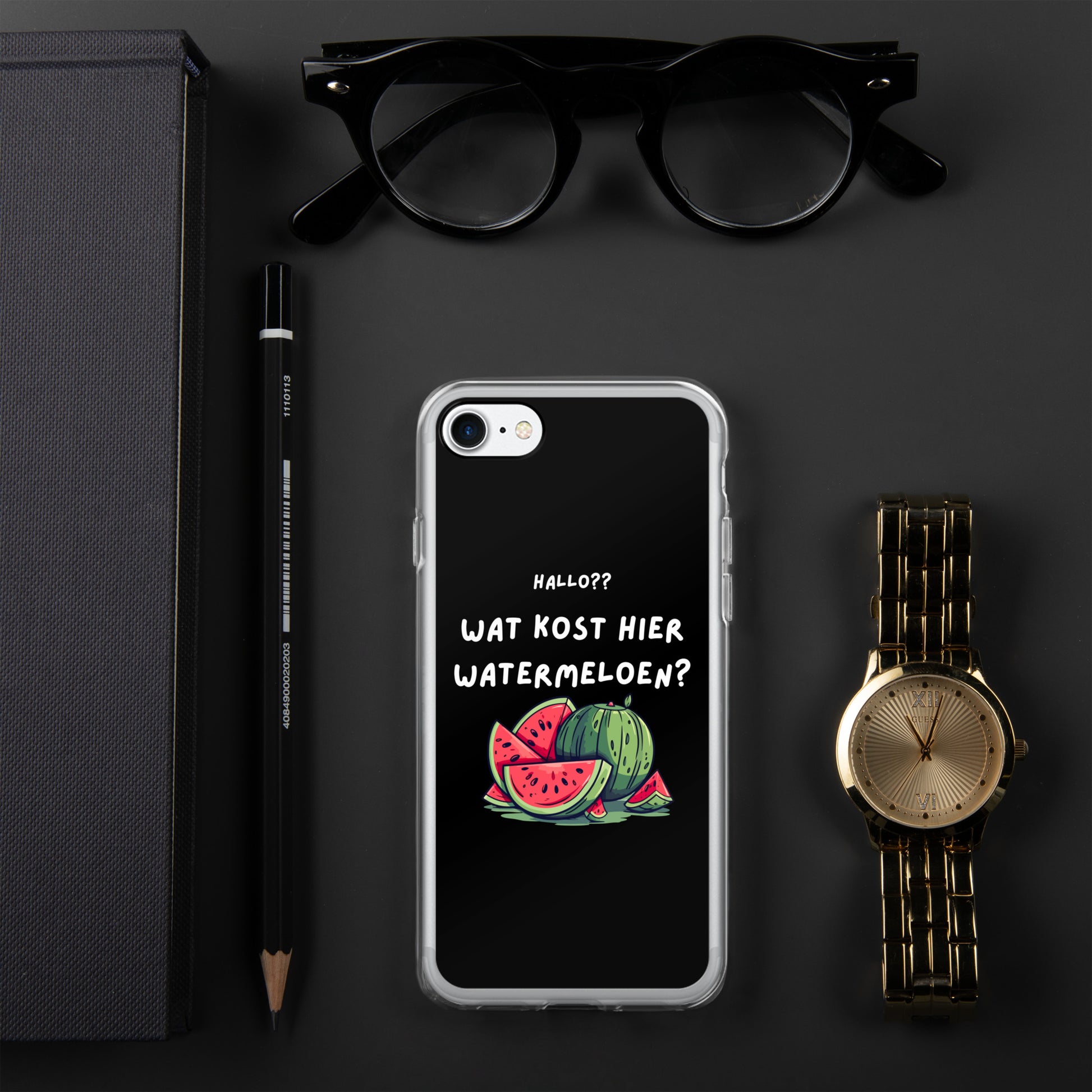 Wat kost hier watermeloen Iphone hoesje Zwart