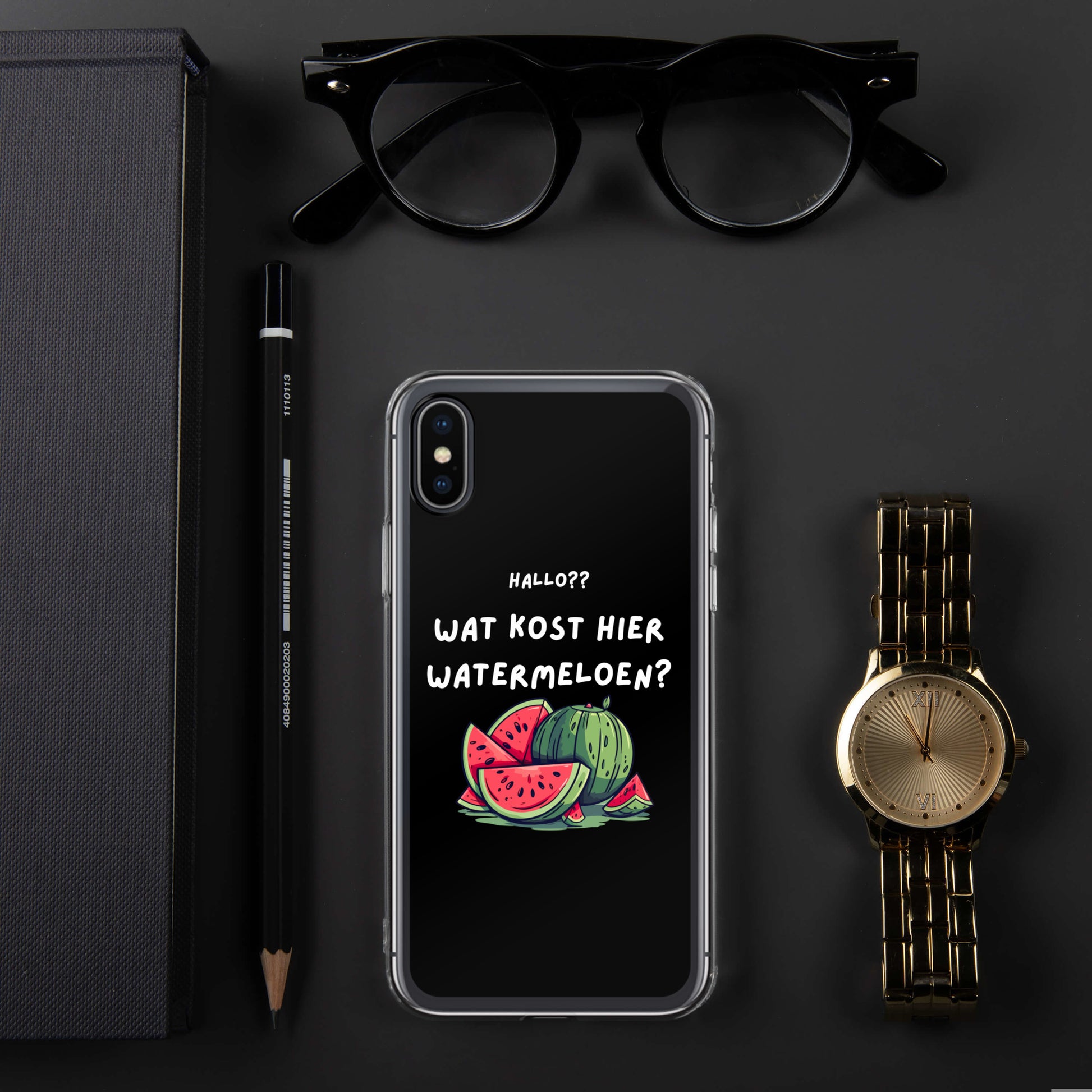 Wat kost hier watermeloen Iphone hoesje Zwart