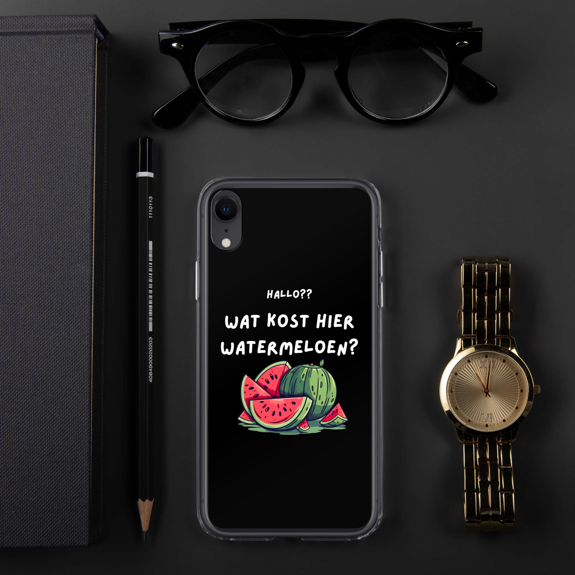 Wat kost hier watermeloen Iphone hoesje Zwart
