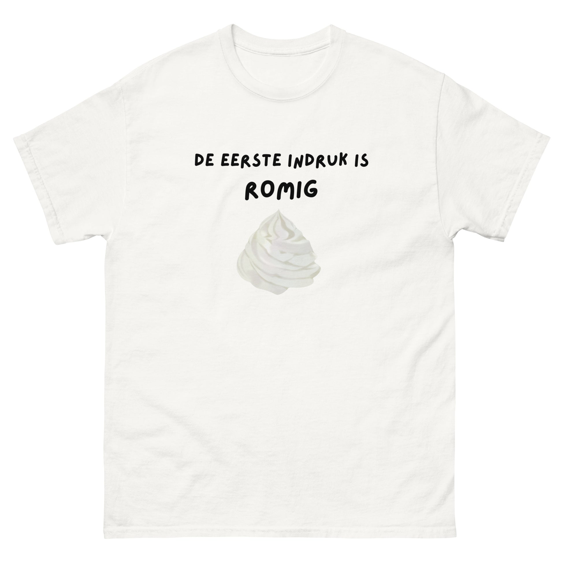 Wit grappige t-shirts unisex met tekst en romige illustratie voor casual draagcomfort